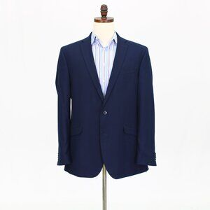 Kenneth Cole 44L Navy Solid 2-Button Sport Coat Blazer Jacket T610